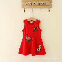 2017 Novo estilo Simples flor Vermelha bebê roupas casuais vestido de verão menina vestido